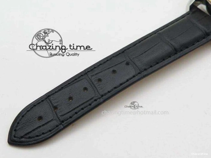 0517 Trendsetting Speedmaster ’57 SS Chrono AXF Best Edition RG Bezel Black Dial on Black Leather Strap A 8283